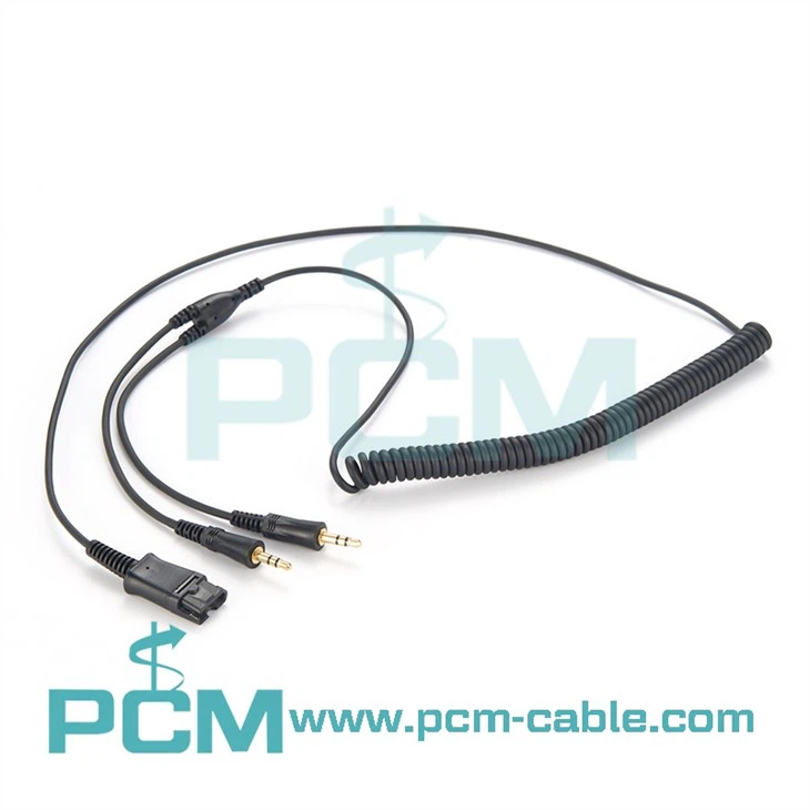 Kord PC Putus Pantas Bergelung dengan Palam Dwi 3.5mm