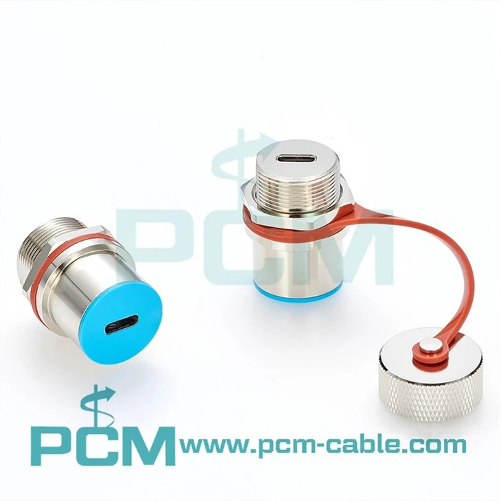 USB C Type-C Panel Socket Coupler Waterproof Circular Bulkhead Pass-Through Connector