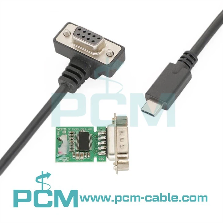 USB C ke Penyesuai Bersiri DB9 Bersudut