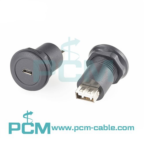 USB Mikro Ke USB Penyesuai Pemasangan Panel Bulat