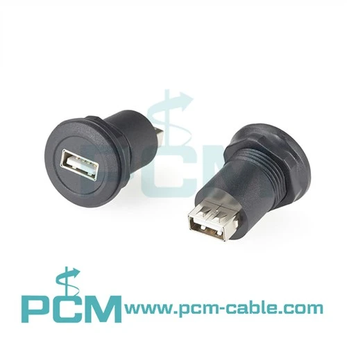 USB A Jack ke USB A Jack Penyesuai Pemasangan Panel Bulat