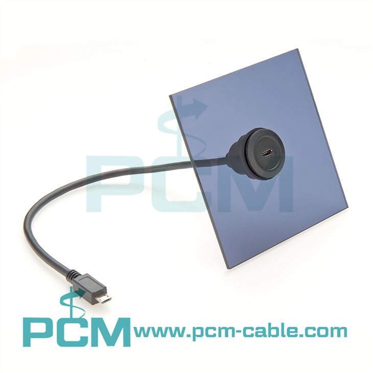 Micro USB panel mount extension cable