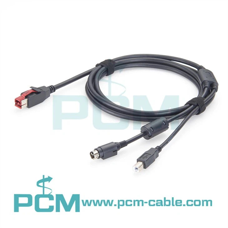 24V Powered USB to USB-B Hosiden 3 Pin Power Cable for POS Printers