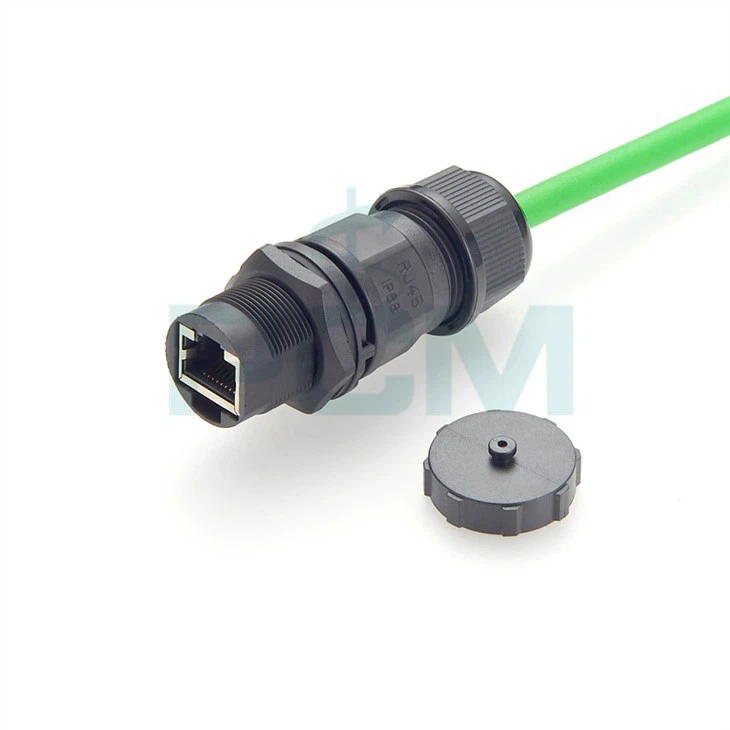 Cat5e Cat6 RJ45 waterproof panel mount bulkhead connector rear locking
