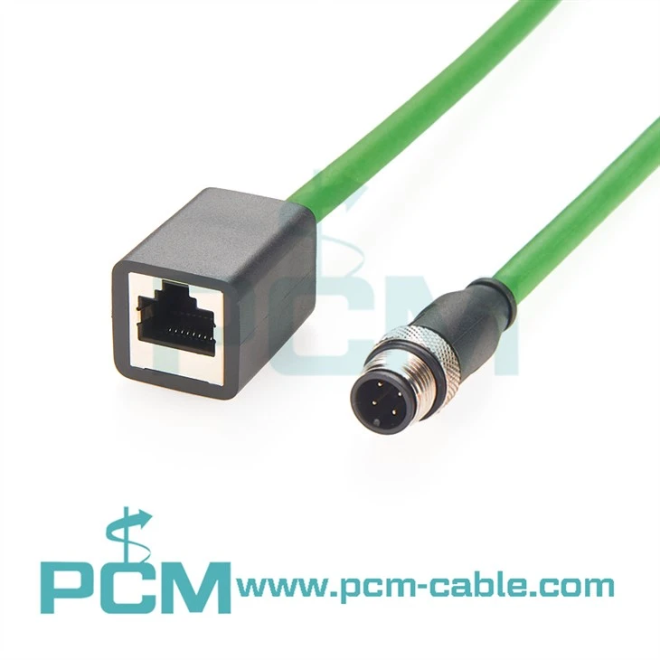 M8 Ke RJ45 Pemasangan Kabel Profinet Kabel Rantai Seret Terlindung CAT5e