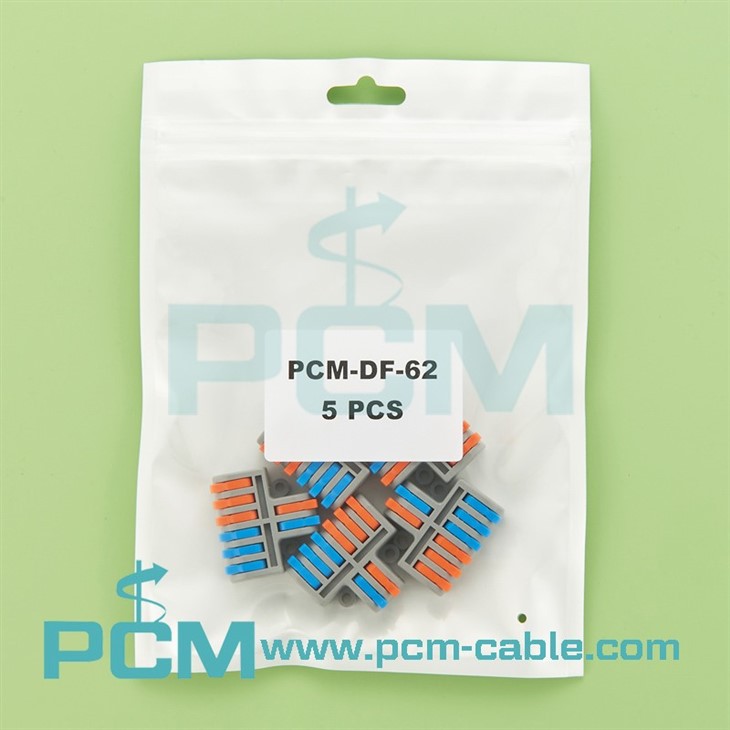 6 2 Pole Wire Connector Terminal Block with Spring Lock Lever for Cable Connection