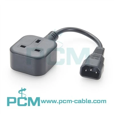 Kabel Penyesuai Kuasa UPS IEC C14 Ke UK BS1363 Perempuan