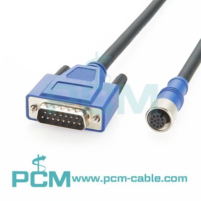 M12 hingga DB15 Power dan I/O Kabel untuk Sensor Kamera Visi Mesin
