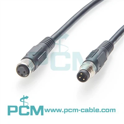 M8 3 Pin 4Pin Acuan Kabel Sensor Sambungan Lelaki Ke Perempuan Untuk Automasi