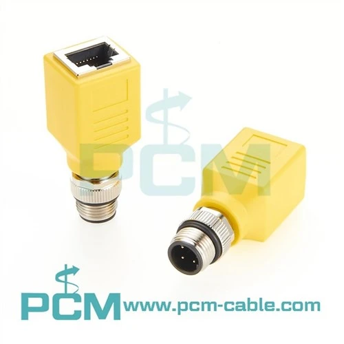 Penyesuai Rangkaian M12 4 Pin D Kod Male Kepada RJ45 Jack