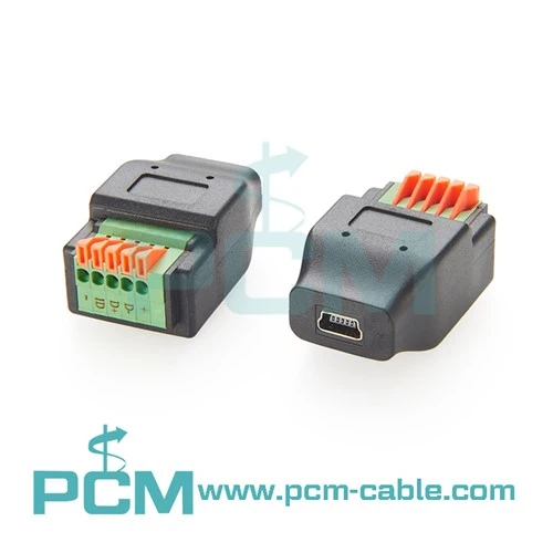 Soket Perempuan USB Mini B Ke Blok Terminal 5 Pin